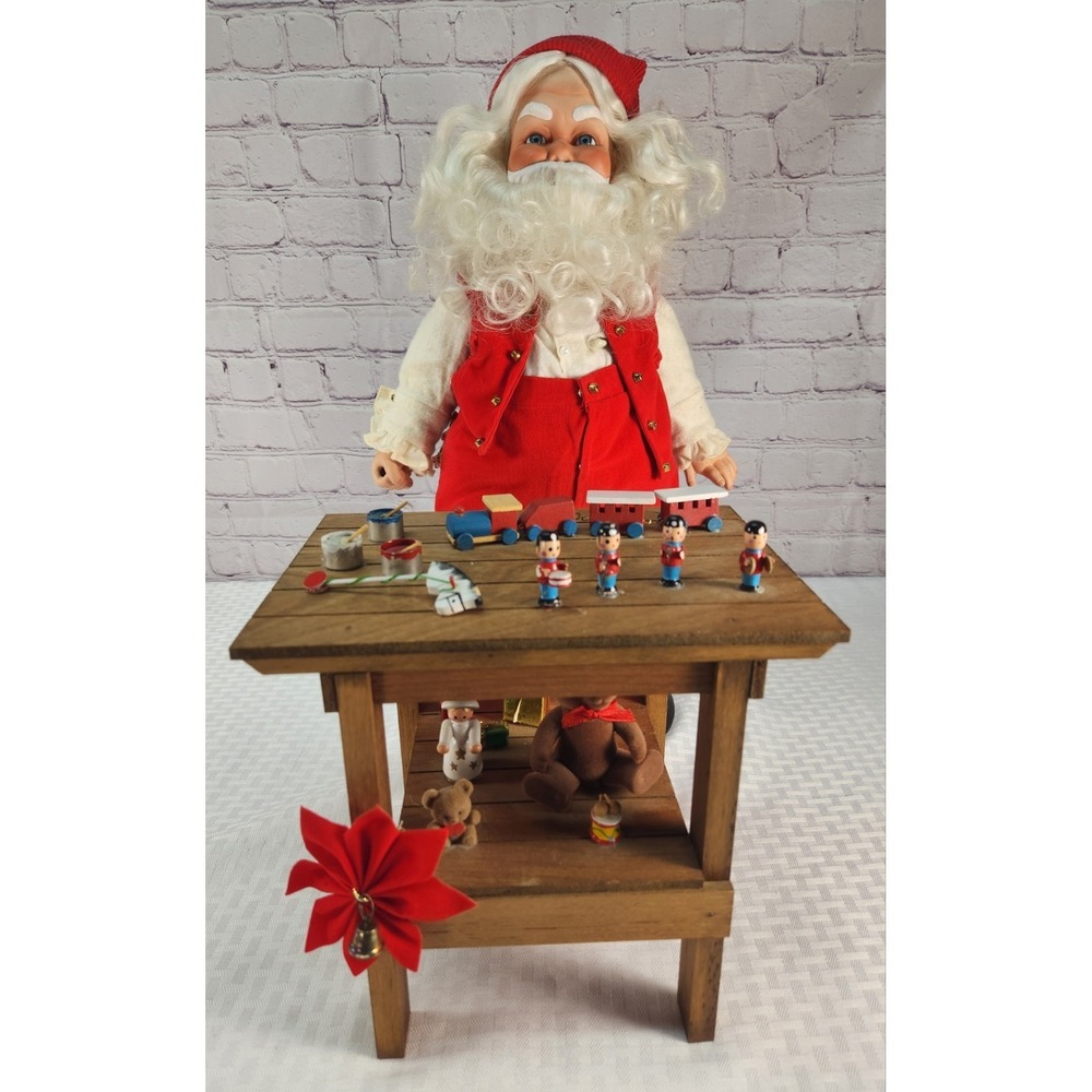 Vintage Danbury Mint‎ Santa Workbench Worksho Christmas Porcelain Doll Stand 19"